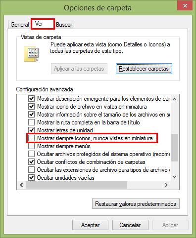 Mostrar Vista Miniatura Windows 7