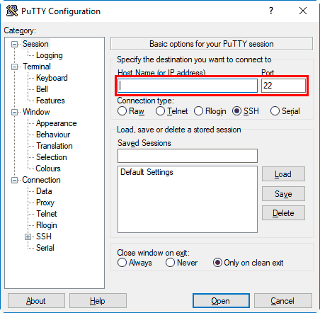 raspberry-ssh-putty